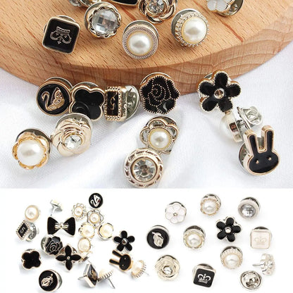 10Pcs/Lot Pearl Rhinestones Brooch Buttons Prevent Accidental Exposure Buttons Pins for DIY Clothing Decoration Accessories