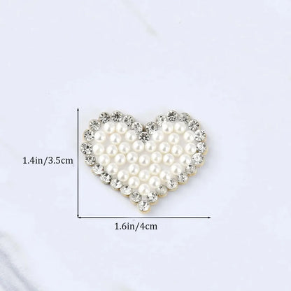 2pcs Sequin heart Love Letter Patches for Clothes DIY Iron on pearl white  Appliques Embroidery Applique Patch shoes bags