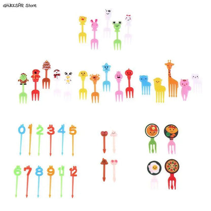 Animal Fruit Fork Food Grade Plastic Cartoon Kids Cake Fruit Toothpick Bento Lunch Mini Bento Accessories Party Decoration