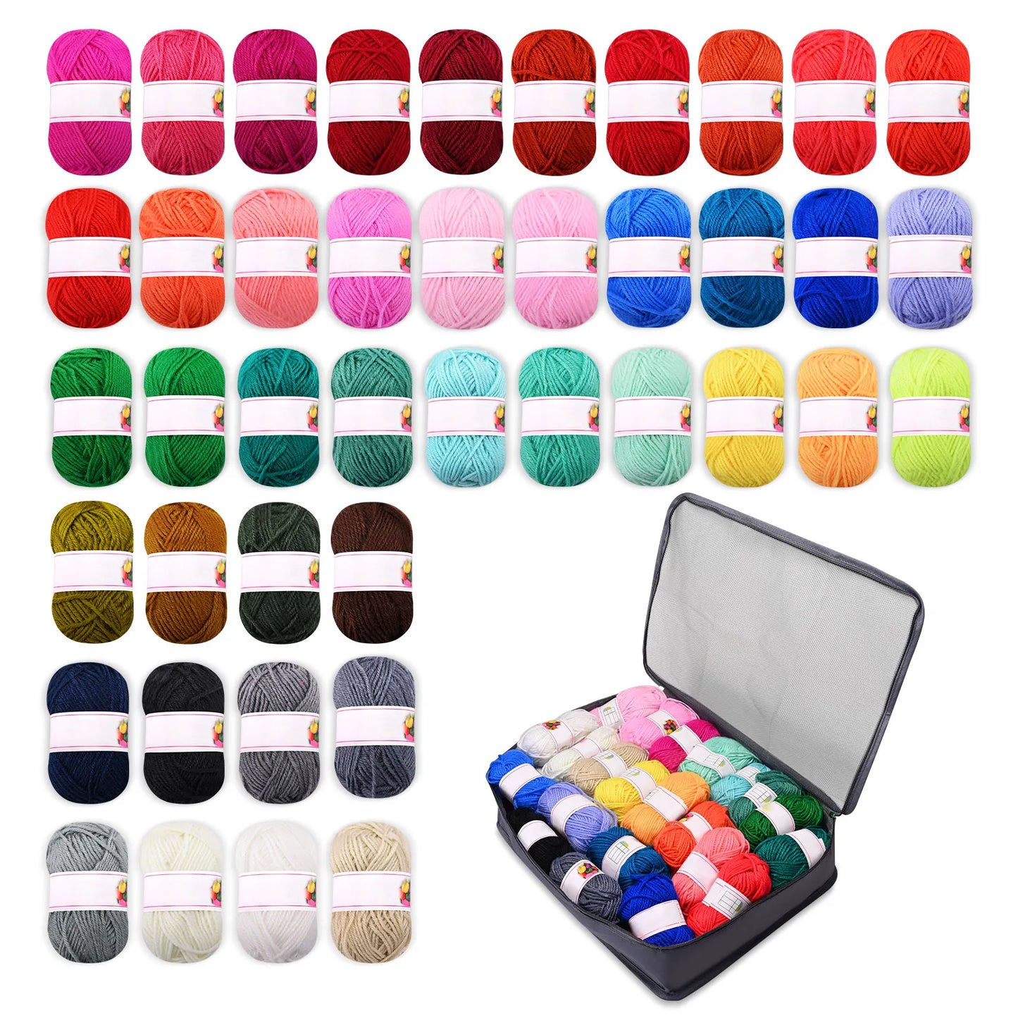 Tufting Gun Yarn Set for Rug Making, Crochet Yarn, Polyester and Cotton Yarn, 42 Set, Tufting Carpet Making