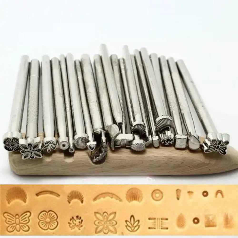 Pottery Stamps for Embossing Leather Tools Stainless Steel Flowers Punch DIY Ceramic Manual Stamp Printing Mold Set