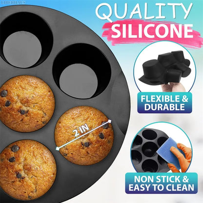 7 Cups Airfryer Silicone Muffin Pan Cupcake Mold for 3.5 to 5.8 L Air Fryer Accessories Non Stick Mini Cake Mould