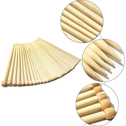 5PCs 2-10mm Bamboo Single Pointed Knitting Needles Brown for Sweater Socks Weave Knitting DIY Knit Sewing Tools 25-35cm long