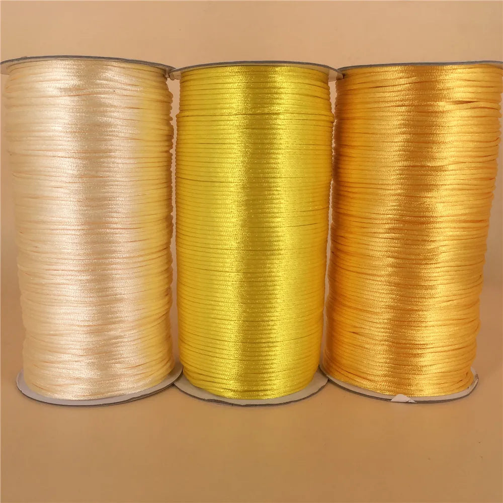 2MM Braided Macrame Silk Macrame Cord Rope Thread Wire DIY Chinese Knot Satin Bracelets Making Findings Beading 10-225Meters