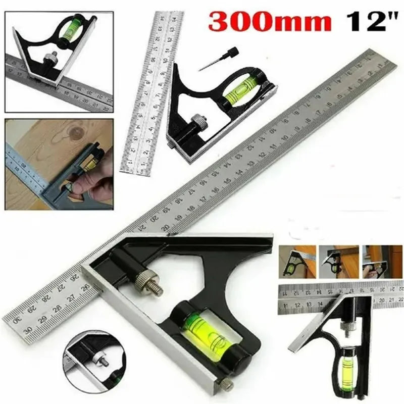 3 In 1 Square Angle Ruler Set Adjustable Combination Spirit Level