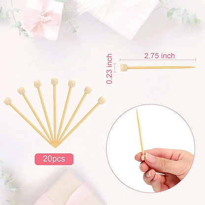 20 Pcs Bamboo Marking Pins Smooth Single Pointed Knitting Needles 2.75 Inch Long Marking Pins Knitting Accessories Crochet