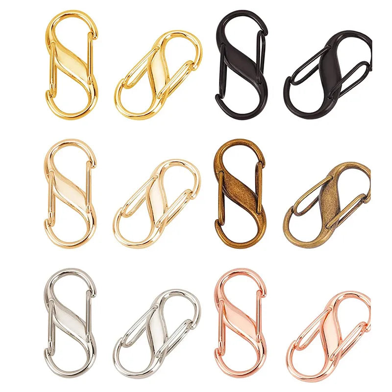 5/10Pcs Adjustable Metal Buckle S Type Chain Double Buckle Chain Link Clip For Lobster Clasp Bag Chain Length Keeper Accessories