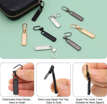 5/10Pcs Metal Zipper Pull Replacement Zipper Slider Pull Tab Detachable Repair Kit Zipper Head DIY Sewing Craft