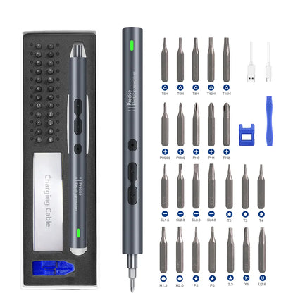 Precision Electric Screwdriver 24 Pcs S2 Alloy Steel Bit Screwdrivers Type-C Fast Charging Screwdriver Set Repair Power Tools