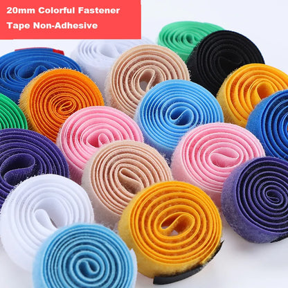 2M/Pairs 20mm Colorful Sew On Hook and Loop Tape Nylon Non-Adhesive Fastener Tape Straps For DIY Craft Sewing Accessories