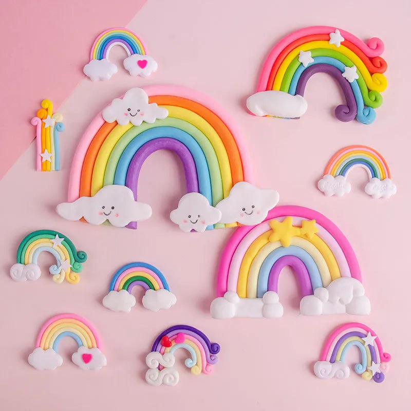 Rainbow Birthday Cake Decoration Cute Cartoon Rainbow Cake Toppers Kids Girls Happy Rainbow Cloud Unicorn Birthday Cupcake Decor