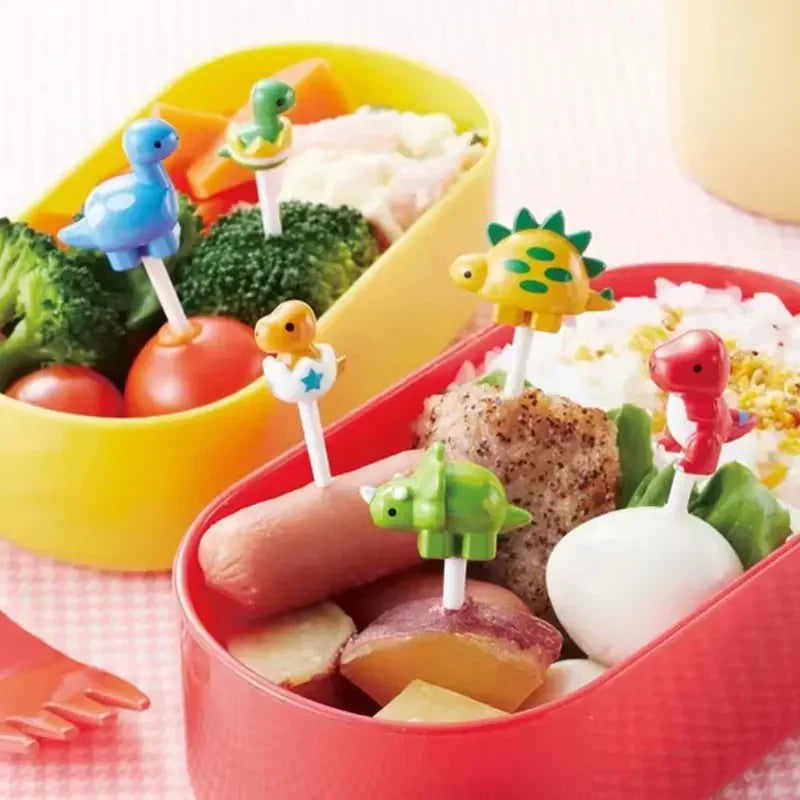 Plastic Cartoon Animal Dinosaurs Fruit Fork Kids Lunchforks Cake Dessert Food Fruit Fork Party Decoration Bento Box Accessories