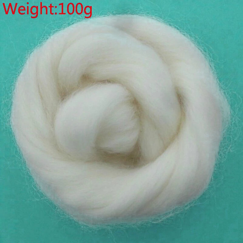 100g White Wool Needlefelting Top Roving Dyed Felting Fiber