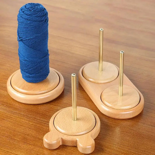 Yarn Holder Wooden Spinning Knitting Tools Beginner Crochet Accessories Stand Sewing Thread Spool Wool Ball Winder Rotation