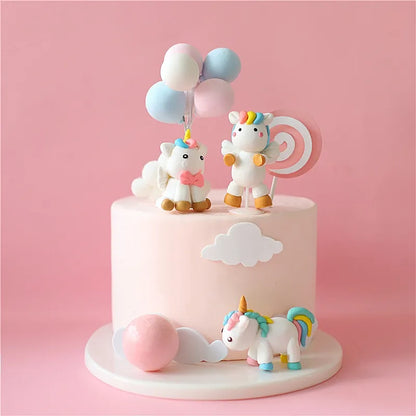 Rainbow Birthday Cake Decoration Cute Cartoon Rainbow Cake Toppers Kids Girls Happy Rainbow Cloud Unicorn Birthday Cupcake Decor