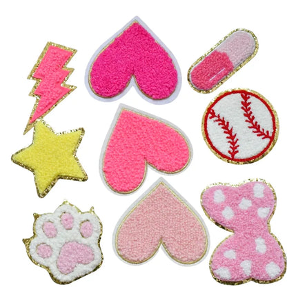 2pc/pack Chenille Embroidery Patch Iron on Clothes Sticker For Jeans Bag Sewing Decorations Towel  Badge