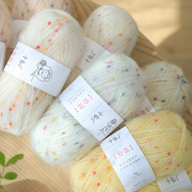 2pcs Colorful Wool Mohair Yarn Blended Icelandic for Handmade Knitting Sweater Scarf Thick Line 50g/Ball