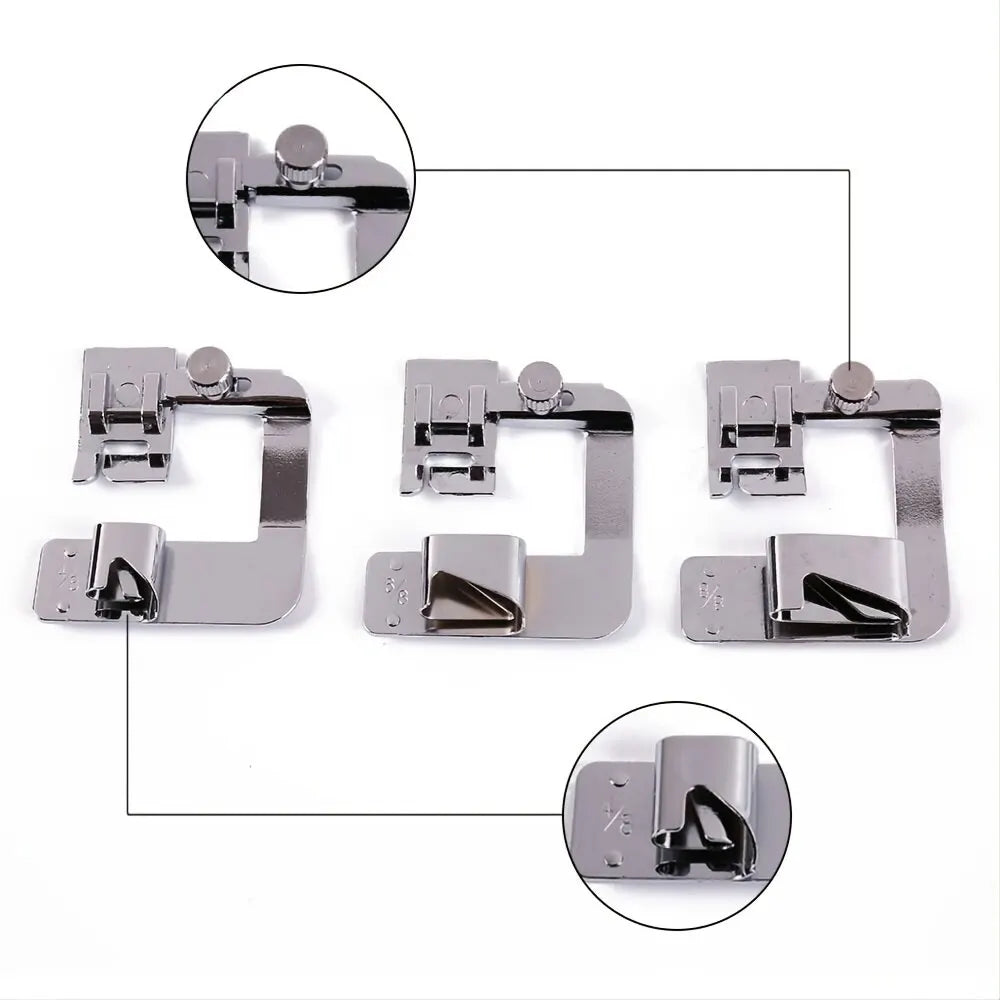 9 13 19 25mm Sewing Machine Foot Press Foot Rolled Hem Feet Household Multi Functional Sew Accessories