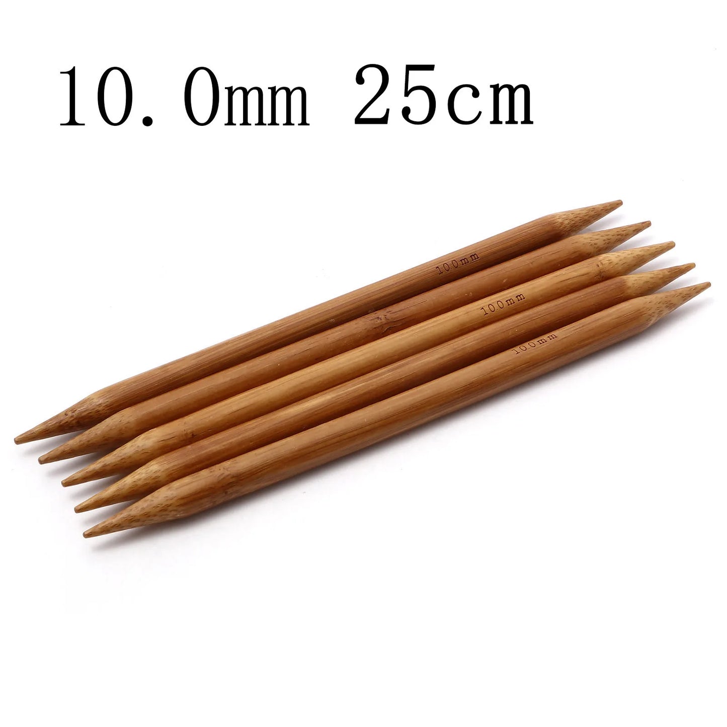 5PCs 2.0mm-10.0mm Brown Bamboo Double Pointed Knitting Needles Straight Stick for Sweater Scarves Knitting Tools 25-35cm long