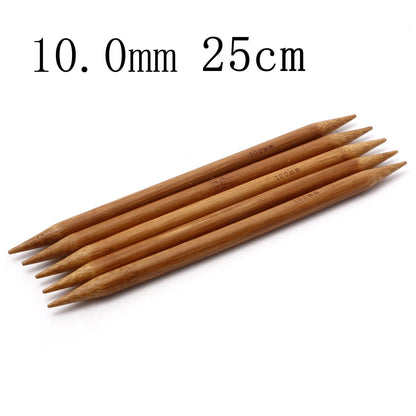 5PCs 2.0mm-10.0mm Brown Bamboo Double Pointed Knitting Needles Straight Stick for Sweater Scarves Knitting Tools 25-35cm long