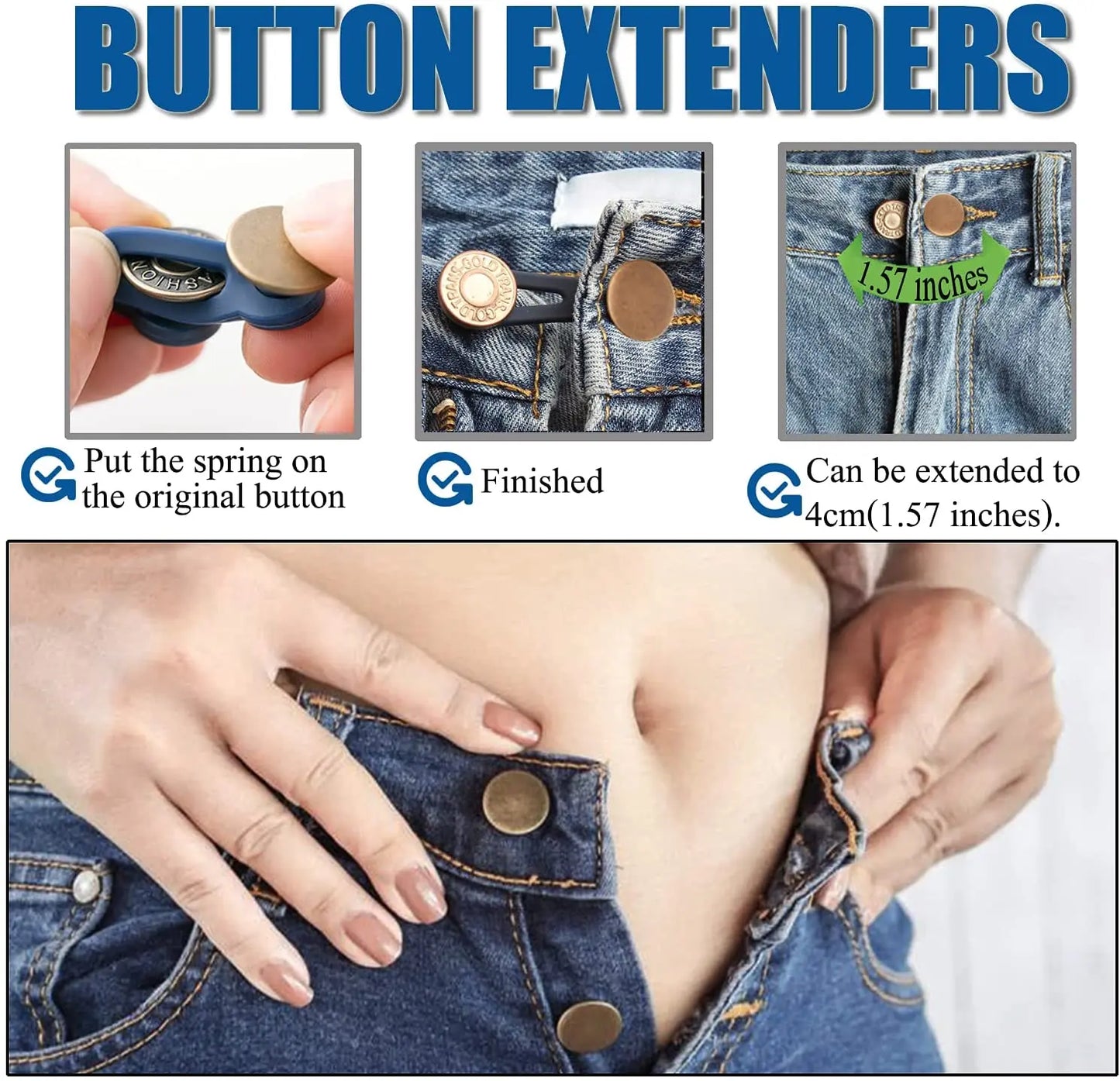 1/5/10PCS Metal Button Extender For Pants Jeans