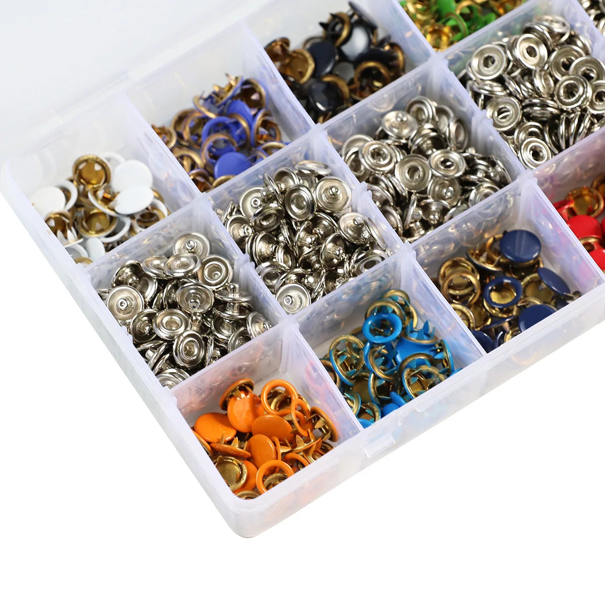 Plier Tool 100/200 Set 10 Color Metal Sewing Buttons Hollow/Solid Prong Press Studs Snap Fasteners for Installing Clothes Bags