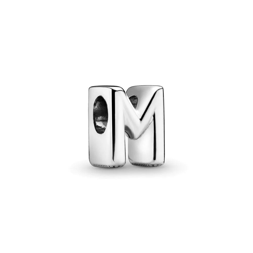 Silver Plated Letter Alphabet A-Z Charm Beads Fit Original Pandora Charms Bracelet Pendant Beads for Jewelry Making