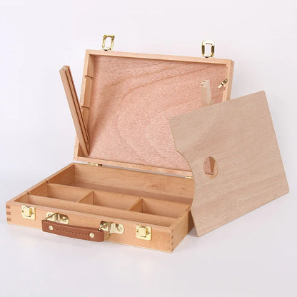 40.9x25.9cm Desktop Easel Wooden Storage Painting Box 3-layer Drawer Portable Oil Painting Box Sketch Pencil Tool Box