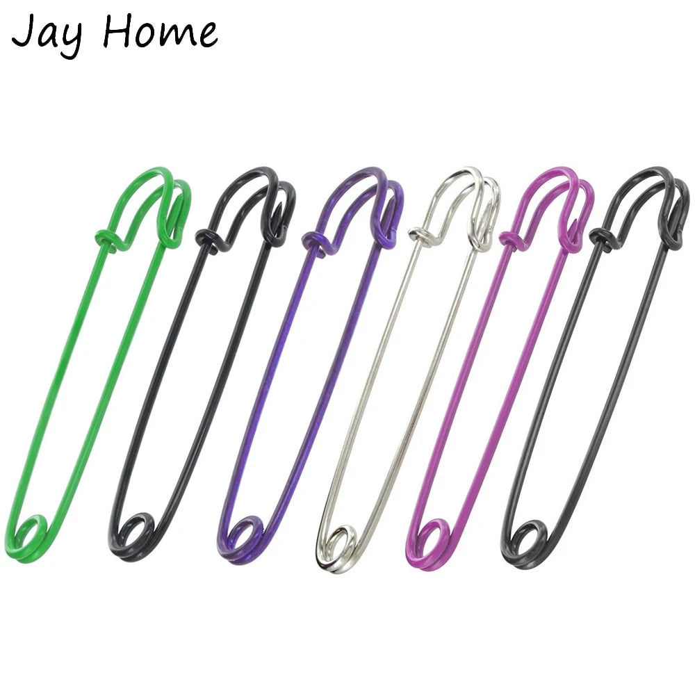 20 Heavy Duty Safety Pins 50MM Spray Painted Iron Safety Pins Clothes Pins Spring Lock Sewing Pins Fasteners for Jewelry Making