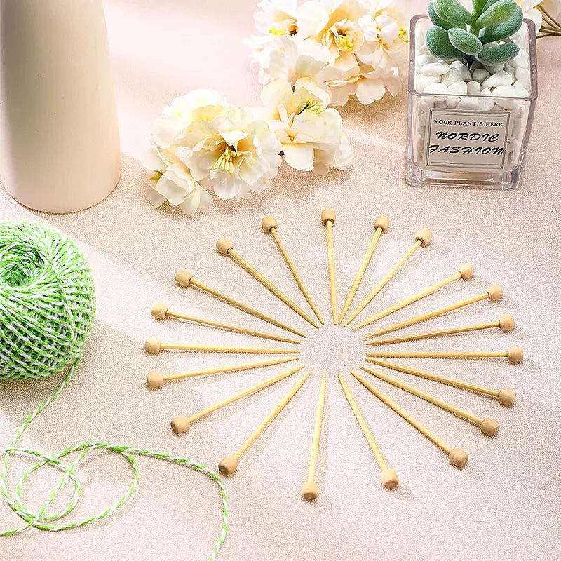 20 Pcs Bamboo Marking Pins Smooth Single Pointed Knitting Needles 2.75 Inch Long Marking Pins Knitting Accessories Crochet