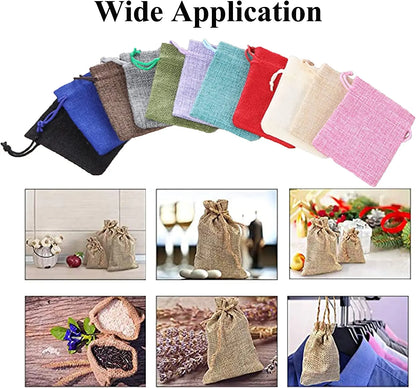 10/5Pcs Natural Linen Burlap Bag Jute Gift Bag Drawstring Gift Bags Multi Size Gift Packaging Wedding Party Favor Candy Bags