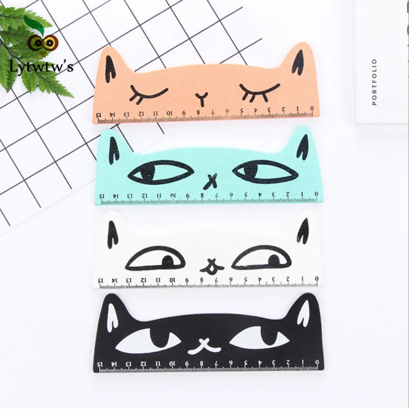 1 Pcs Lytwtw's Cute Kawaii Cat Kitten Straight Ruler