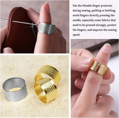 2Pcs Household Finger Protector Antique Thimble Ring Handworking Needle Thimble Needles Craft Household DIY Sewing Tools