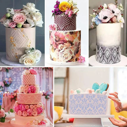 Fondant Cake Mesh Stamps Stencils Embossing for Decorating Tool Plastic Spray Mold Wedding Cookies Chocolate Drawing Painting