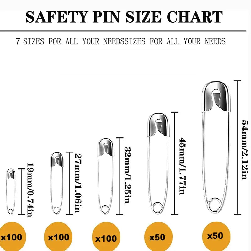 50/100Pcs Safety Pins 19/22/27/30/36/45/55mm Rust Resistant Silver Durable Safety Pins For DIY Crafts Sewing Accessories