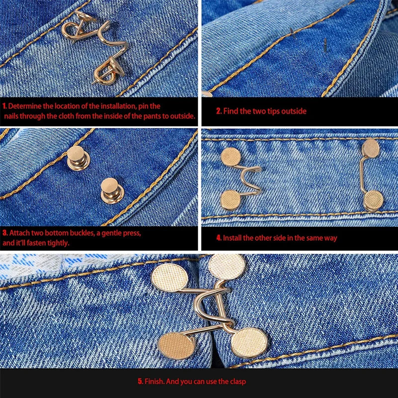 4 Set Nail-free Metal Jeans Button Snaps