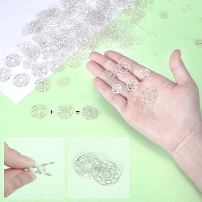 40 Pairs Plastic Button Snap Fasteners Invisible Press Studs Transparent Sew-on Buttons for DIY Clothing Crafts Shirt Sewing