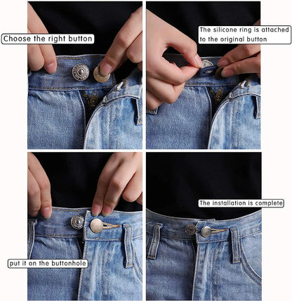 2/5Pcs Flexible Pants Waist Extender Button Pants Jeans Adjustable Retractable Elastic Spring Buttons Waist Extenders Set