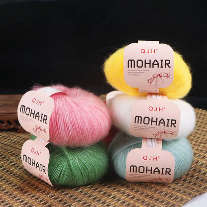 6pcs Soft Mohair Yarn Knitting Angora Yarn for DIY Knitting,Fluffy Lace Yarn For Crocheting,Knitting Sweater,Scarf,Shawl,25g/pcs