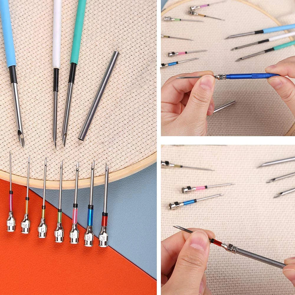 Punch Needle Beginners Supplies Kit 6Pcs Punch Needle Tool with Adjustable Rug Yarn Punch Needle for Cross Stitch Tools Kit