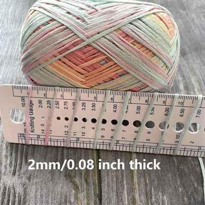 Cotton Yarn Crochet Knitting Tape Mercerized Tape for Knitting Crochet Multicolor Space Dyed Rainbow Ribbon Yarn (2 Balls）