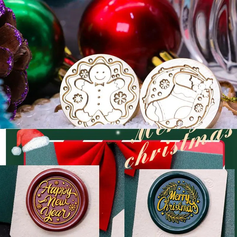 Christmas Series Fire Paint Stamp Head Invitation Envelope Fire Paint Wax Seal Stamp Head Seal DIY Crafts Replace Copper Head