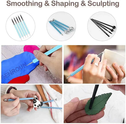 23PCS Art DIY Clay Tool cold potcelain polymer Clays molds Sculpting Carving Craft Tools for Brush Modeling  ceramics & pottery