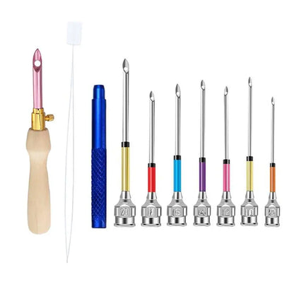 1-17Pcs Punch Needle Tool Kit Embroidery Stitching Punch Needle & Needle Threader Embroidery Poking Cross Stitch Tools Knitting