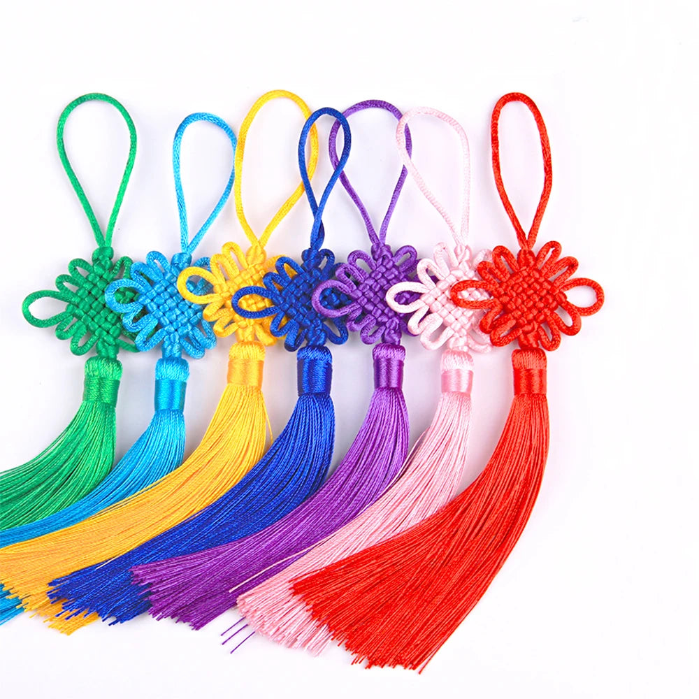 2/5Pcs Chinese Knot Tassels Silk Fringe Pendant Chinese knot Tassels For DIY Craft Curtains home Hanging Decoration 22cm