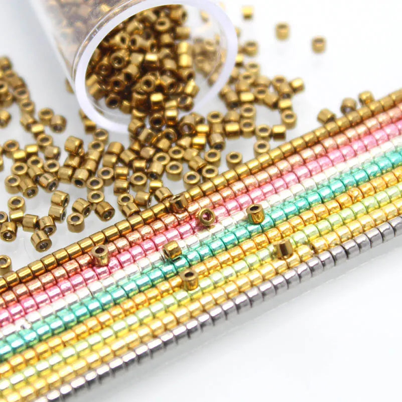 2000pcs 11/0 1.3*1.6mm Generic Metallic Color Glass Beads