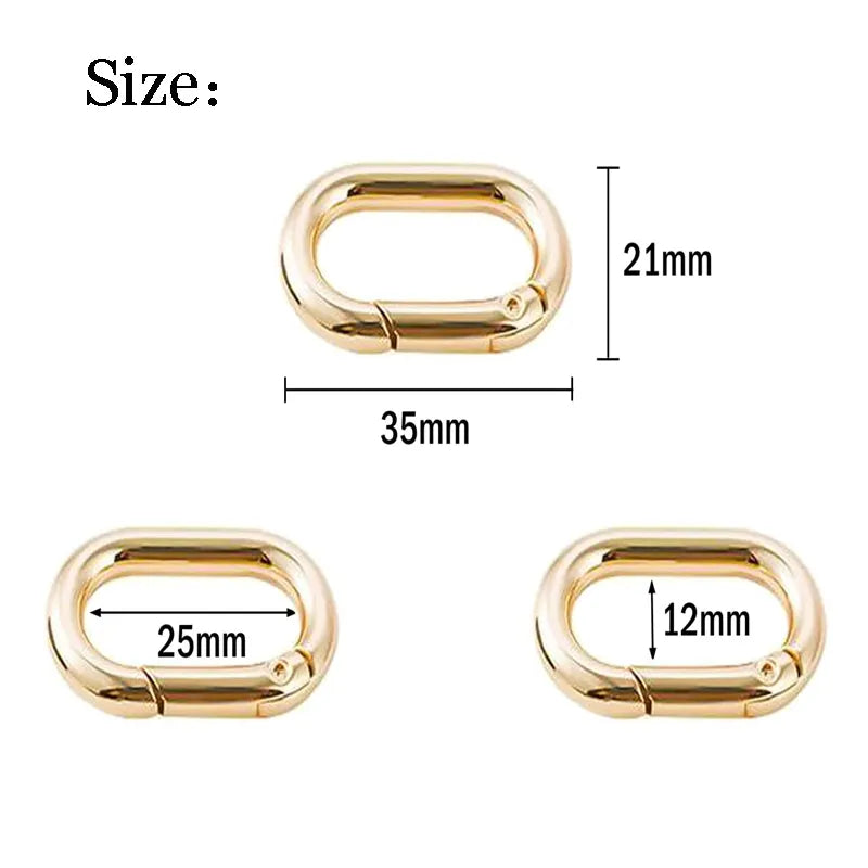 2Pcs Oval Spring O Ring Spring Keyring Buckle for Bags Handbag Connect Keychains Dog Chain Snap Clasp Clip Carabiner