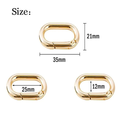 2Pcs Oval Spring O Ring Spring Keyring Buckle for Bags Handbag Connect Keychains Dog Chain Snap Clasp Clip Carabiner