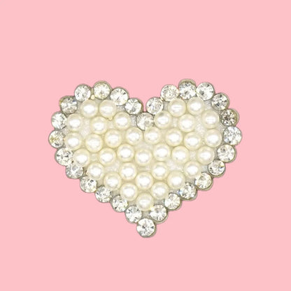 2pcs Sequin heart Love Letter Patches for Clothes DIY Iron on pearl white  Appliques Embroidery Applique Patch shoes bags