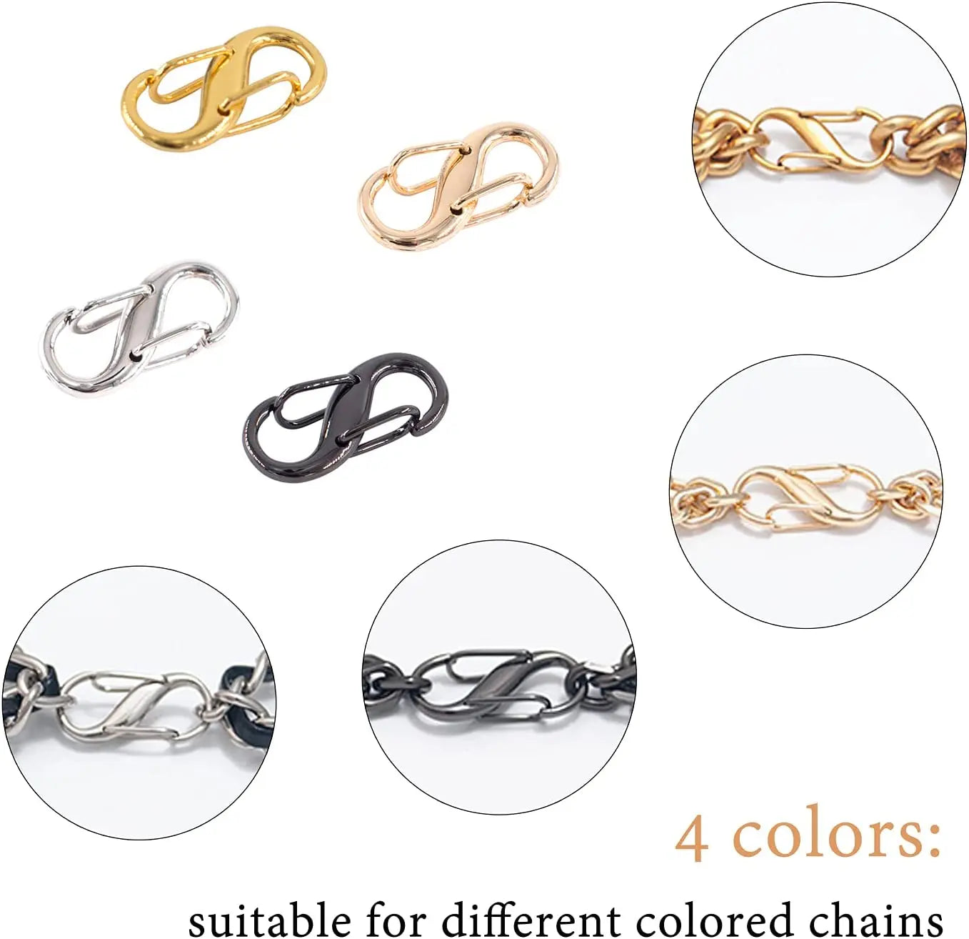 5/10Pcs Adjustable Metal Buckle S Type Chain Double Buckle Chain Link Clip For Lobster Clasp Bag Chain Length Keeper Accessories